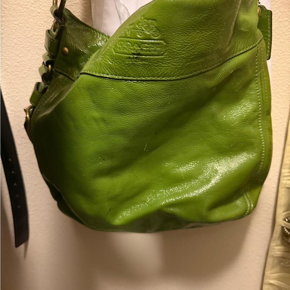 Coach Vibrant Green Leather Hobo Bag